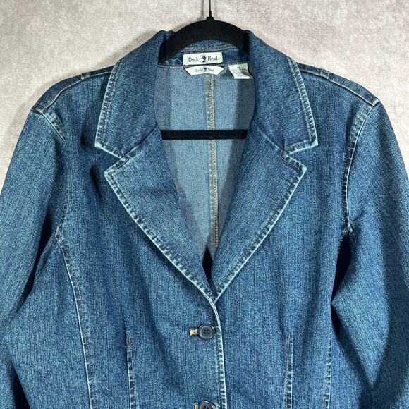 Vintage Duck Head Chore Jacket Womens Size 14 Blue Denim Button Front‎ 90s Y2K - Picture 2 of 10